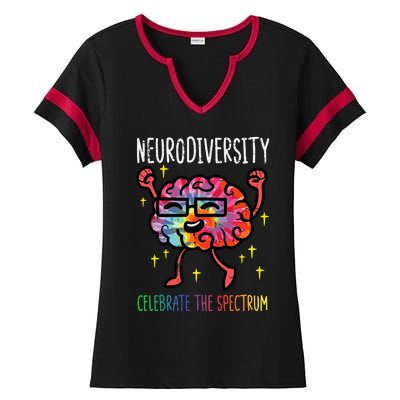 Neurodiversity Brain Autism Awareness ASD ADHD Ladies Halftime Notch Neck Tee