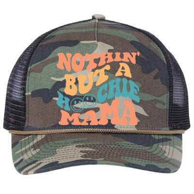 Nothin But A Hoochie Mama Retro Wavy Groovy Vintage Retro Rope Trucker Hat Cap