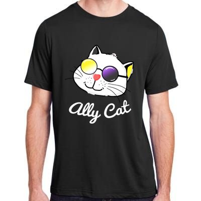 Non Binary Ally Pride Cat Sunglasses Lgbtq Nonbinary Flag Gift Adult ChromaSoft Performance T-Shirt