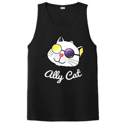 Non Binary Ally Pride Cat Sunglasses Lgbtq Nonbinary Flag Gift PosiCharge Competitor Tank