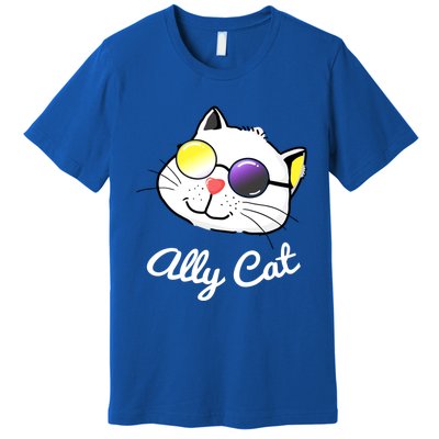 Non Binary Ally Pride Cat Sunglasses Lgbtq Nonbinary Flag Gift Premium T-Shirt