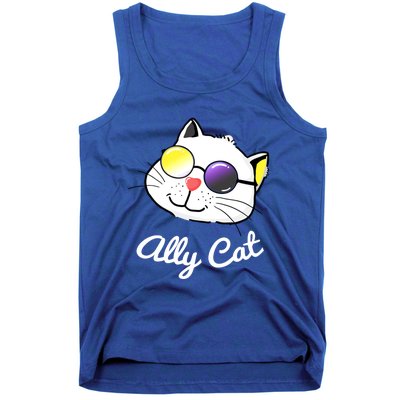 Non Binary Ally Pride Cat Sunglasses Lgbtq Nonbinary Flag Gift Tank Top