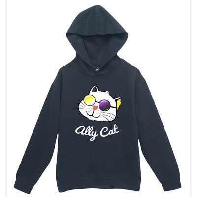 Non Binary Ally Pride Cat Sunglasses Lgbtq Nonbinary Flag Gift Urban Pullover Hoodie