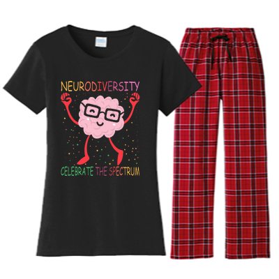 Neurodiversity Brain Autism Awareness Asd Adhd Women's Flannel Pajama Set