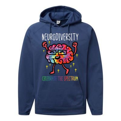 Neurodiversity Brain Autism Awareness Asd Adhd Performance Fleece Hoodie