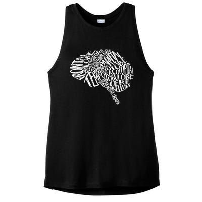 Neurology Brain Anatomy Typography Rn Neuroscience Nurse Neurologist Ladies PosiCharge Tri-Blend Wicking Tank