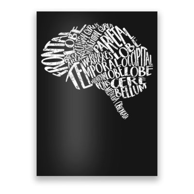 Neurology Brain Anatomy Typography Rn Neuroscience Nurse Neurologist Poster