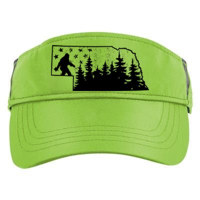 Nebraska Bigfoot American Flag Sasquatch Usa Flag Nebraska Adult Drive Performance Visor