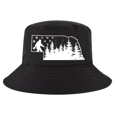 Nebraska Bigfoot American Flag Sasquatch Usa Flag Nebraska Cool Comfort Performance Bucket Hat