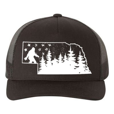 Nebraska Bigfoot American Flag Sasquatch Usa Flag Nebraska Yupoong Adult 5-Panel Trucker Hat