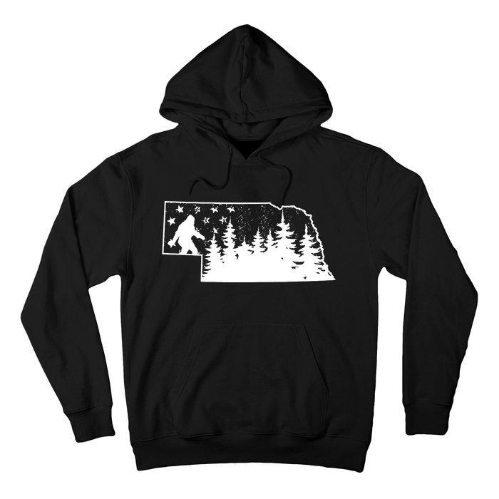 Nebraska Bigfoot American Flag Sasquatch Usa Flag Nebraska Hoodie