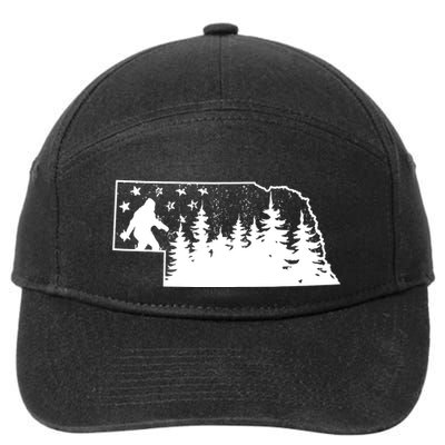 Nebraska Bigfoot American Flag Sasquatch Usa Flag Nebraska 7-Panel Snapback Hat