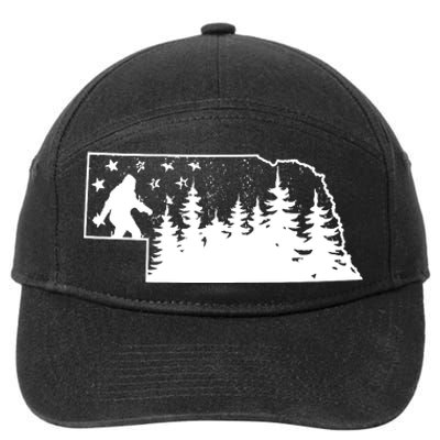 Nebraska Bigfoot American Flag Sasquatch Usa Flag Nebraska 7-Panel Snapback Hat