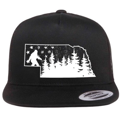Nebraska Bigfoot American Flag Sasquatch Usa Flag Nebraska Flatbill Hat