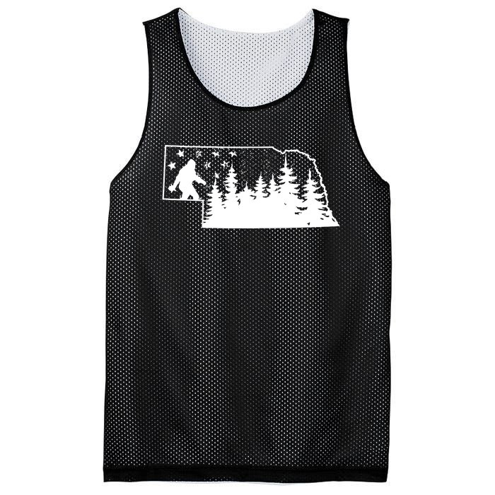 Nebraska Bigfoot American Flag Sasquatch Usa Flag Nebraska Mesh Reversible Basketball Jersey Tank