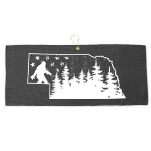 Nebraska Bigfoot American Flag Sasquatch Usa Flag Nebraska Large Microfiber Waffle Golf Towel