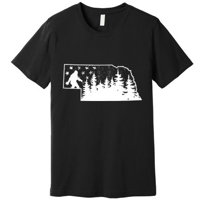 Nebraska Bigfoot American Flag Sasquatch Usa Flag Nebraska Premium T-Shirt