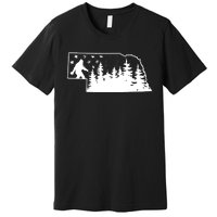 Nebraska Bigfoot American Flag Sasquatch Usa Flag Nebraska Premium T-Shirt