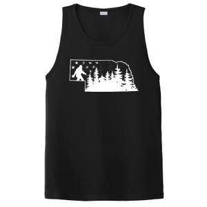 Nebraska Bigfoot American Flag Sasquatch Usa Flag Nebraska PosiCharge Competitor Tank