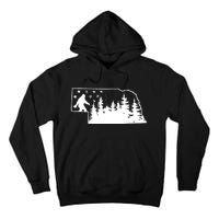 Nebraska Bigfoot American Flag Sasquatch Usa Flag Nebraska Tall Hoodie