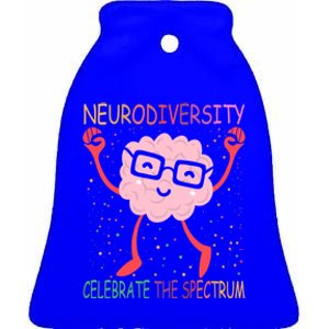 Neurodiversity Brain Autism Awareness Asd Adhd Gift Ceramic Bell Ornament