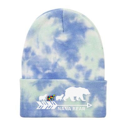 Nana Bear Autism Awareness Autism Nana Tees Tie Dye 12in Knit Beanie