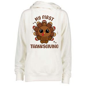 New Born Baby My First Thanksgiving Cute Womens Funnel Neck Pullover Hood