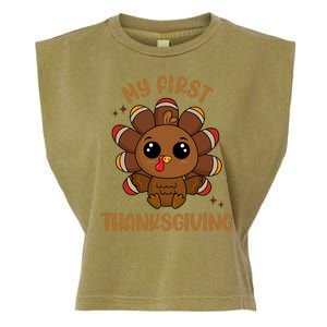 New Born Baby My First Thanksgiving Cute Garment-Dyed Women's Muscle Tee