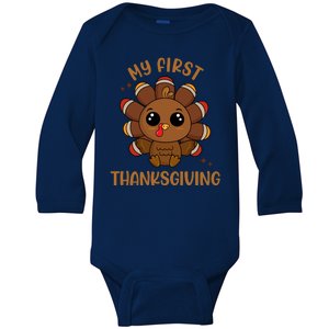 New Born Baby My First Thanksgiving Cute Baby Long Sleeve Bodysuit