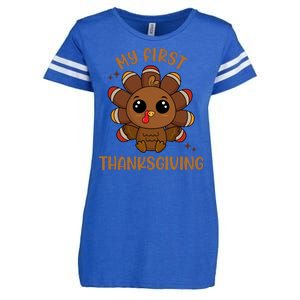 New Born Baby My First Thanksgiving Cute Enza Ladies Jersey Football T-Shirt