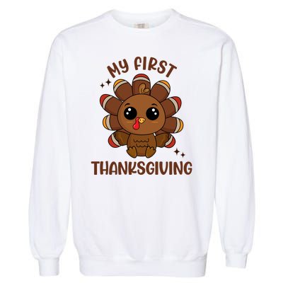 New Born Baby My First Thanksgiving Cute Garment-Dyed Sweatshirt