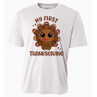 New Born Baby My First Thanksgiving Cute Cooling Performance Crew T-Shirt