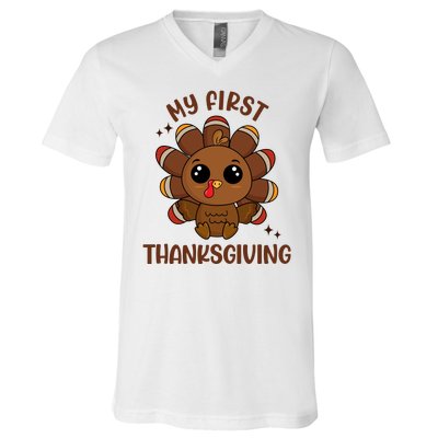 New Born Baby My First Thanksgiving Cute V-Neck T-Shirt