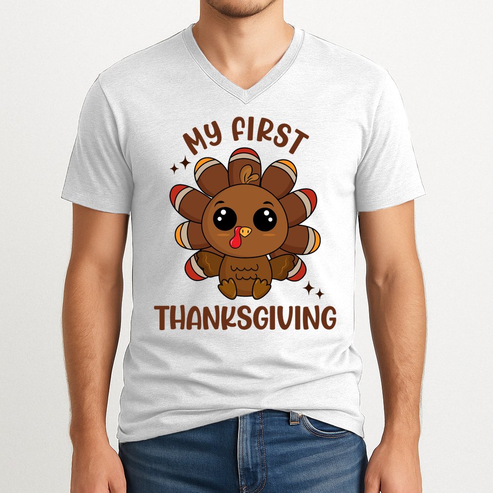New Born Baby My First Thanksgiving Cute V-Neck T-Shirt