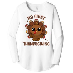 New Born Baby My First Thanksgiving Cute Women's Perfect Tri Tunic Long Sleeve Shirt