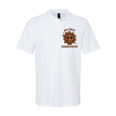 New Born Baby My First Thanksgiving Cute Softstyle Adult Sport Polo