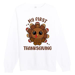 New Born Baby My First Thanksgiving Cute Premium Crewneck Sweatshirt