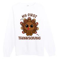 New Born Baby My First Thanksgiving Cute Premium Crewneck Sweatshirt