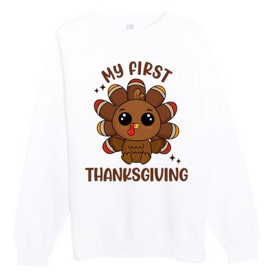 New Born Baby My First Thanksgiving Cute Premium Crewneck Sweatshirt