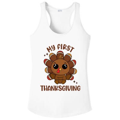 New Born Baby My First Thanksgiving Cute Ladies PosiCharge Competitor Racerback Tank