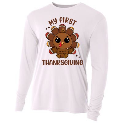 New Born Baby My First Thanksgiving Cute Cooling Performance Long Sleeve Crew