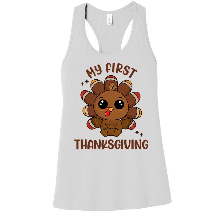 New Born Baby My First Thanksgiving Cute Women's Racerback Tank