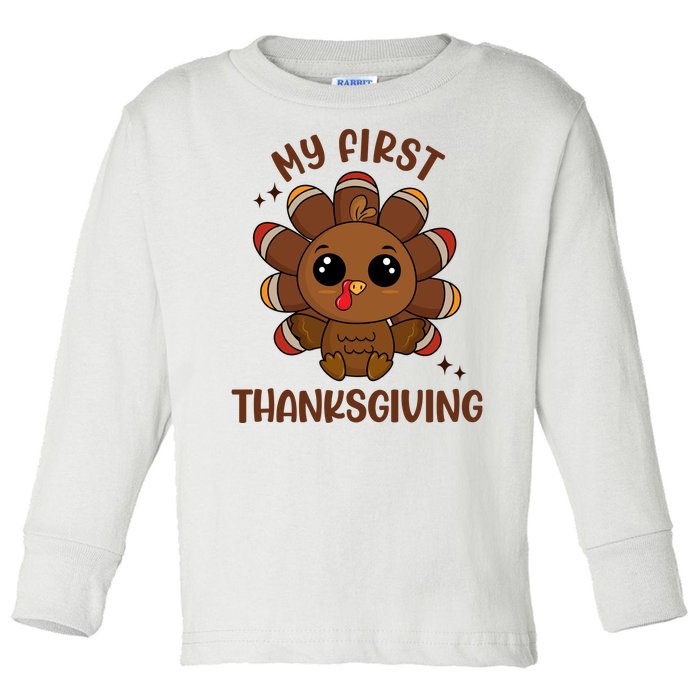 New Born Baby My First Thanksgiving Cute Toddler Long Sleeve Shirt