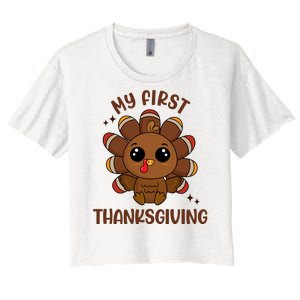 New Born Baby My First Thanksgiving Cute Women's Crop Top Tee