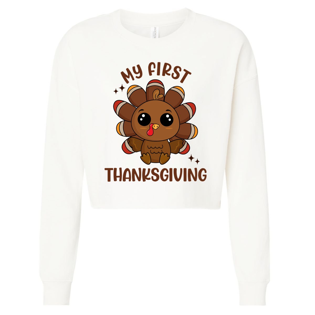 New Born Baby My First Thanksgiving Cute Cropped Pullover Crew