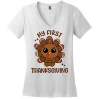 New Born Baby My First Thanksgiving Cute Women's V-Neck T-Shirt