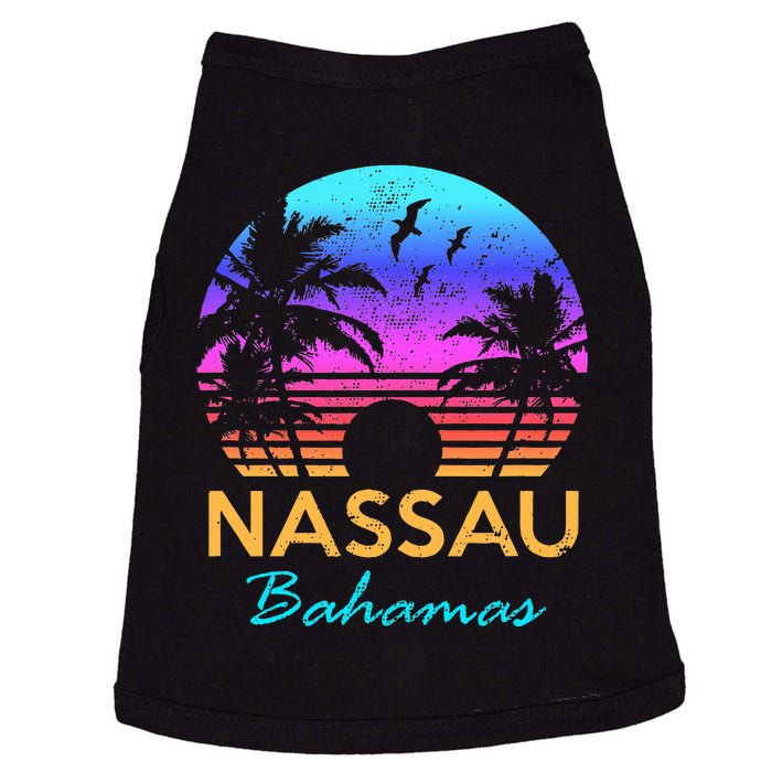 Nassau Bahamas Beach Trip Souvenir Sunset Vintage Graphic Doggie Tank