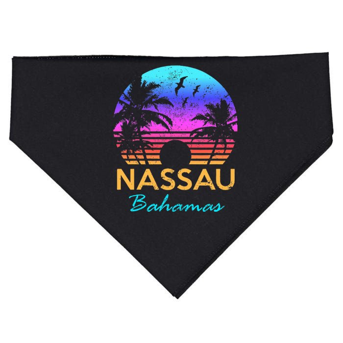 Nassau Bahamas Beach Trip Souvenir Sunset Vintage Graphic USA-Made Doggie Bandana