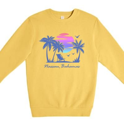 Nassau Bahamas Beach Vacation Spring Break Honeymoon Retro Funny Gift Premium Crewneck Sweatshirt