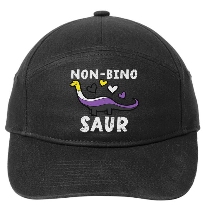 Non Binary Binosaur Dino Enby Pride Flag Lgbt 7-Panel Snapback Hat